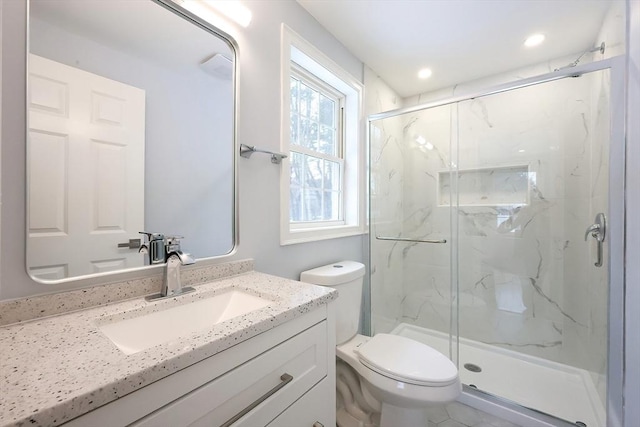 44 Dean Rd, Wayland, MA 01778 - full bathroom with toilet, a marble finish shower, and vanity