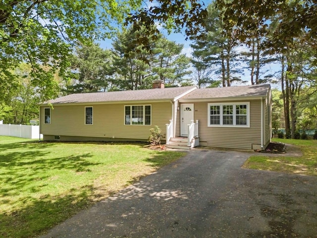 44 Dean Rd, Wayland, MA 01778 - single story home with asphalt driveway and a chimney