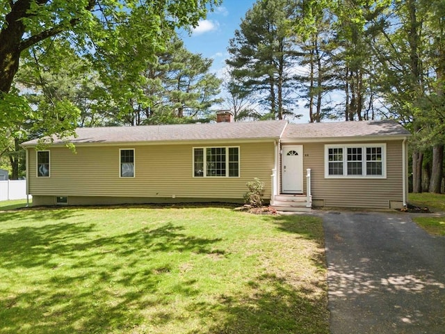 44 Dean Rd, Wayland, MA 01778 - ranch-style home with a chimney and driveway