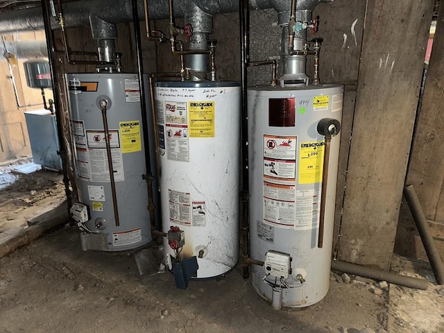 utility room featuring water heater