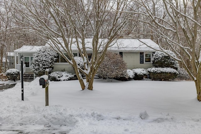 view of snow covered exterior