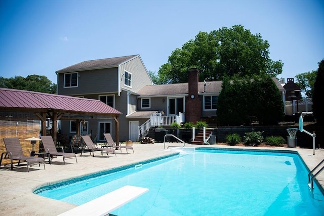 3 Arrowhead Ave, Auburn, MA 01501 - view of pool with stairs, a patio area, and a diving board