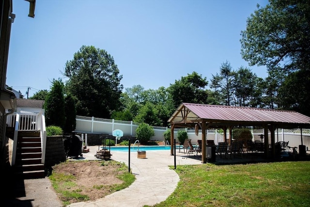 3 Arrowhead Ave, Auburn, MA 01501 - view of pool featuring a gazebo, a fenced backyard, stairs, and a patio area