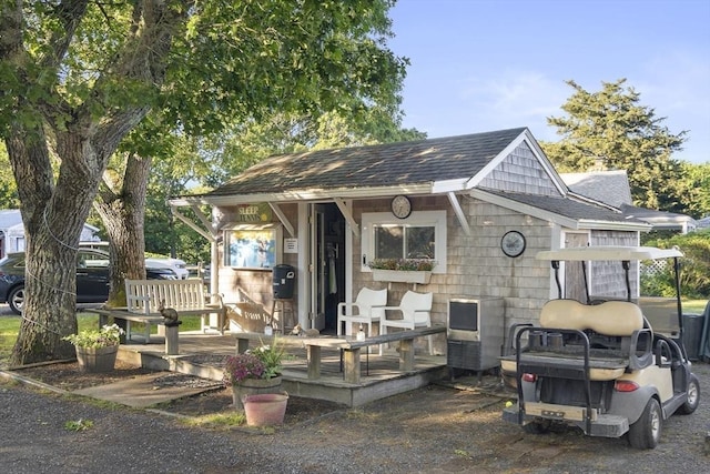 exterior space featuring a wooden deck