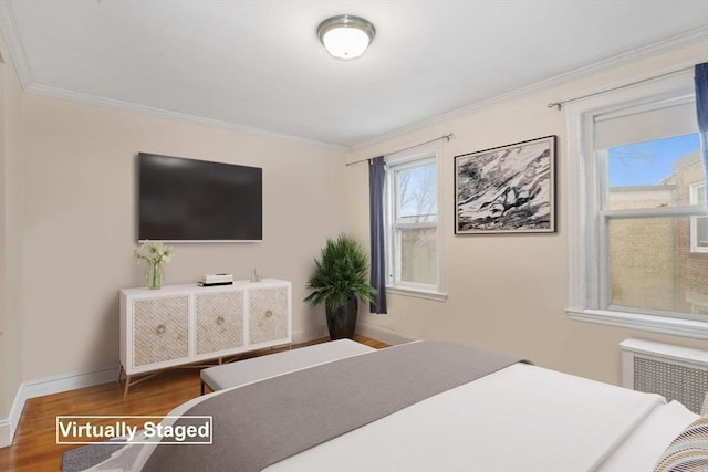 132 Sewall Ave Unit B, Brookline, MA 02446 - bedroom with wood finished floors and crown molding