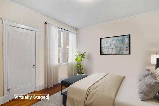 132 Sewall Ave Unit B, Brookline, MA 02446 - bedroom featuring wood finished floors and ornamental molding