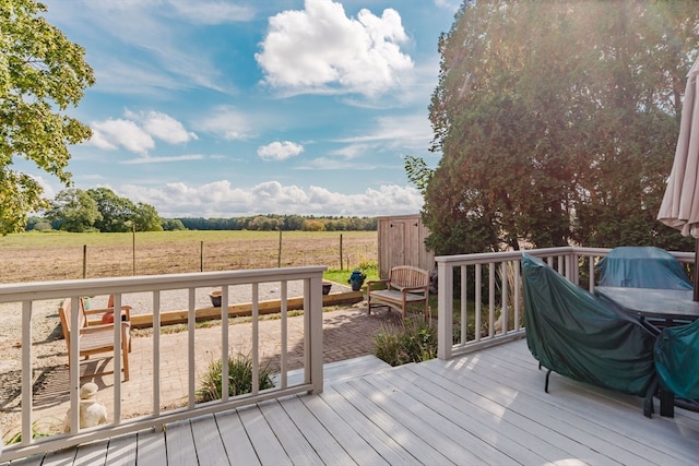 deck with a rural view