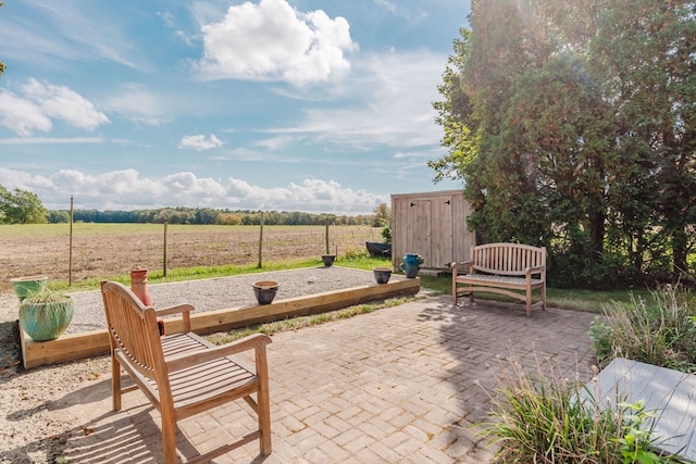 view of patio featuring a rural view