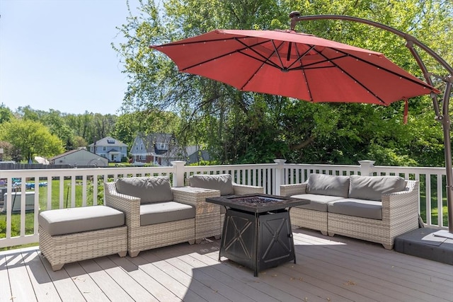 103 Maple Rd, Longmeadow, MA 01106 - wooden terrace with an outdoor living space with a fire pit