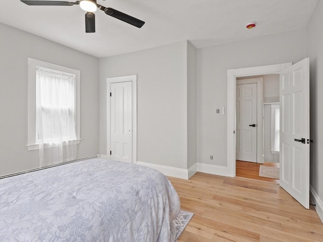 34 Rockland St, Melrose, MA 02176 - bedroom with light wood-type flooring and a ceiling fan