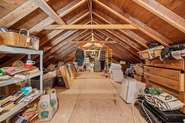 view of unfinished attic