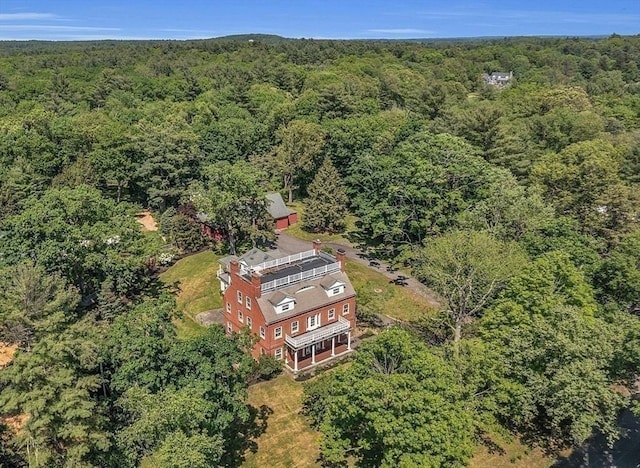 aerial view of a heavily wooded area