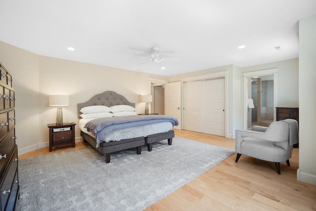 2 Nikkis Way, Hadley, MA 01035 - bedroom featuring light wood-type flooring, a closet, recessed lighting, and ceiling fan