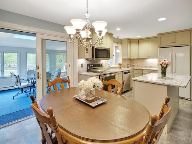 442 Purchase St, Easton, MA 02375 - dining space with a chandelier and recessed lighting