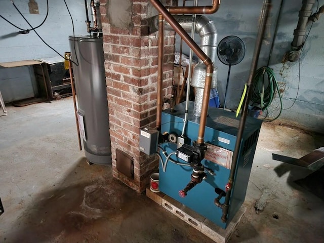 utility room featuring gas water heater