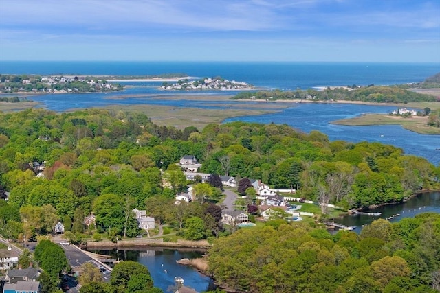 16 Green St Unit 11, Ipswich, MA 01938 - aerial view of property and surrounding area featuring a nearby body of water and a heavily wooded area