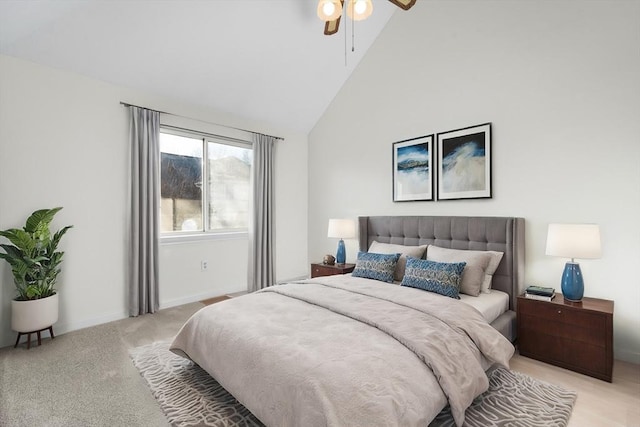 360 Littleton Unit D1, Chelmsford, MA 01824 - bedroom featuring high vaulted ceiling, baseboards, and light colored carpet