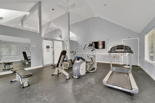 360 Littleton Unit D1, Chelmsford, MA 01824 - exercise room with baseboards and high vaulted ceiling