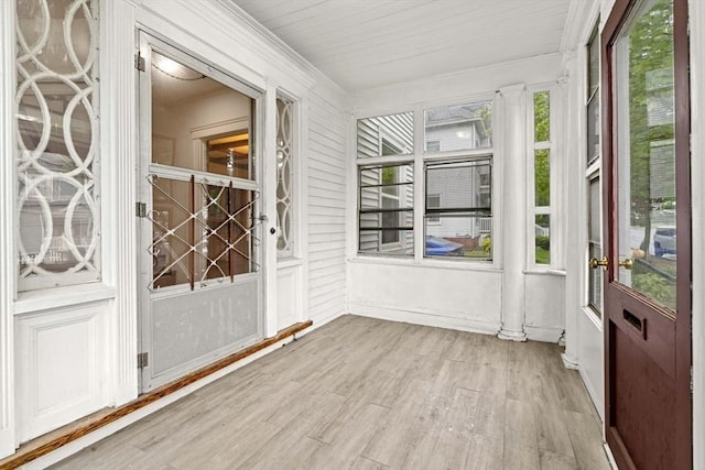 view of unfurnished sunroom
