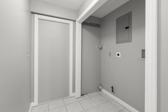 235 Groton Rd, Chelmsford, MA 01863 - laundry area with electric panel, hookup for an electric dryer, gas dryer hookup, and light tile patterned floors