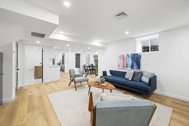 living room featuring light hardwood / wood-style floors