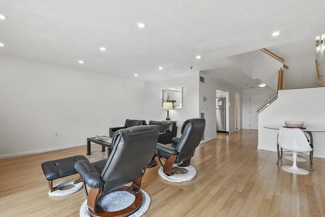 living room with light wood-type flooring