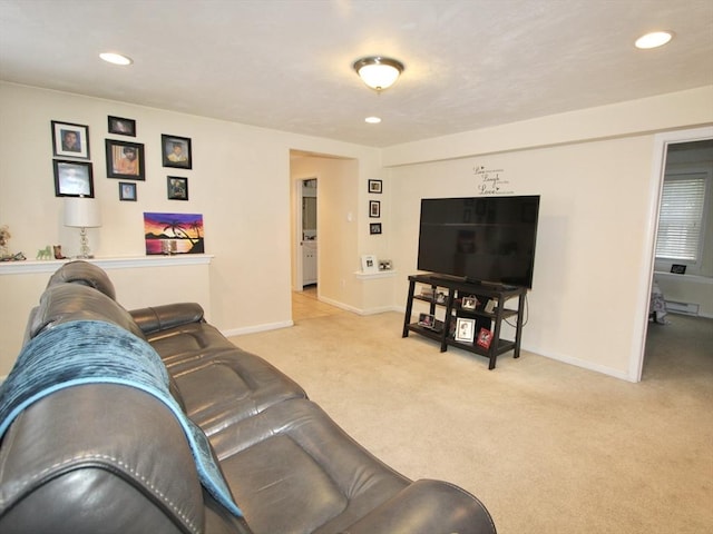 239 Union St, Franklin, MA 02038 - carpeted living area with baseboards and recessed lighting