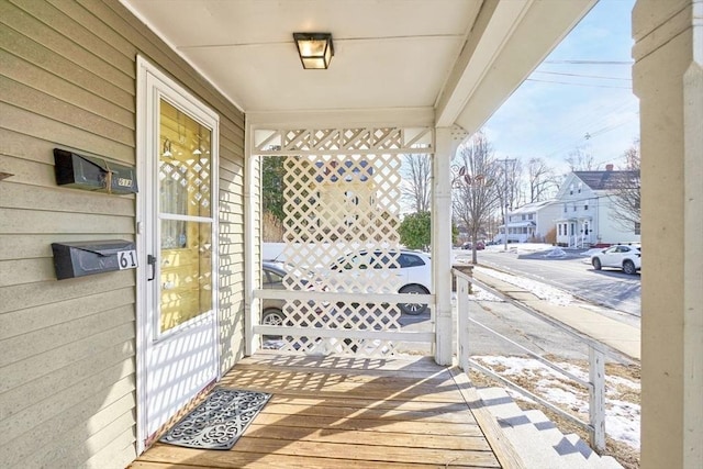 wooden deck with covered porch