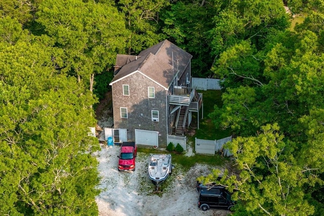 452 Nathan Ellis Hwy, Mashpee, MA 02649 - view from above of property with a forest