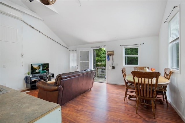 452 Nathan Ellis Hwy, Mashpee, MA 02649 - living area featuring wood finished floors and high vaulted ceiling
