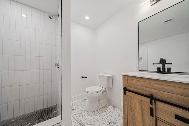 1135-1137 Hyde Park Ave Unit 1, Boston, MA 02136 - full bath featuring toilet, a tile shower, baseboards, vanity, and tile patterned floors