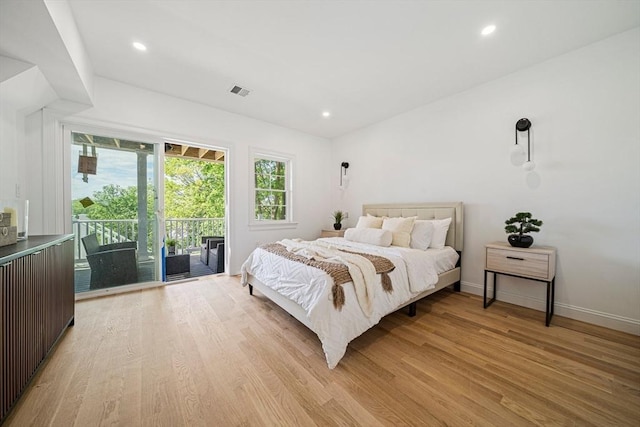 1135-1137 Hyde Park Ave Unit 1, Boston, MA 02136 - bedroom with access to exterior, light wood-style flooring, baseboards, and recessed lighting