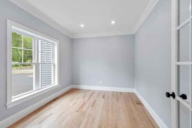 192 Tahattawan, Littleton, MA 01460 - unfurnished room with light wood-style flooring, baseboards, crown molding, and recessed lighting