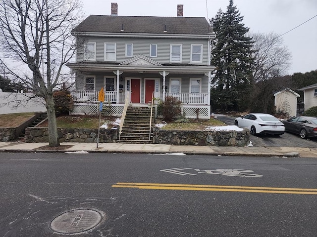 view of front of home with covered porch