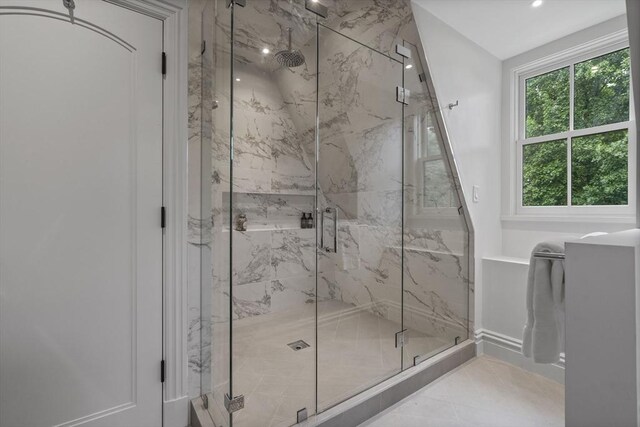 17 Alveston St Unit A, Boston, MA 02130 - bathroom with recessed lighting and a marble finish shower