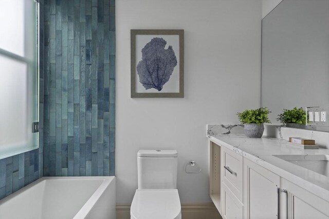 17 Alveston St Unit A, Boston, MA 02130 - full bathroom with vanity, toilet, walk in shower, and a bathtub
