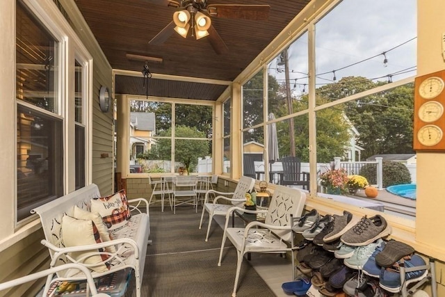 44 Fairview St, Fitchburg, MA 01420 - sunroom featuring ceiling fan