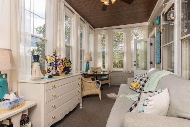 44 Fairview St, Fitchburg, MA 01420 - sunroom featuring carpet floors, wooden ceiling, and a healthy amount of sunlight