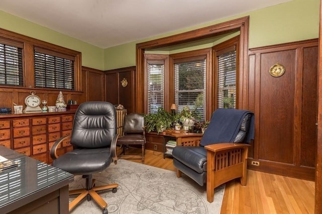 44 Fairview St, Fitchburg, MA 01420 - office area with light wood-style flooring and a wainscoted wall