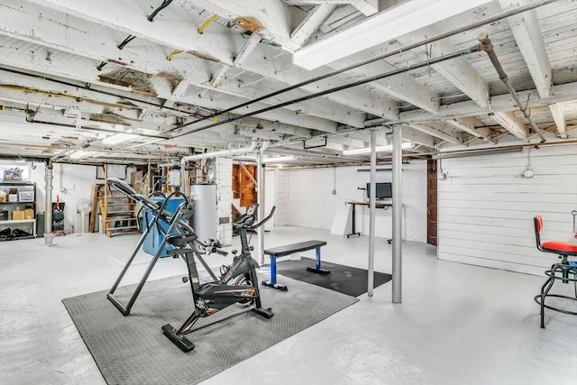 workout area with gas water heater