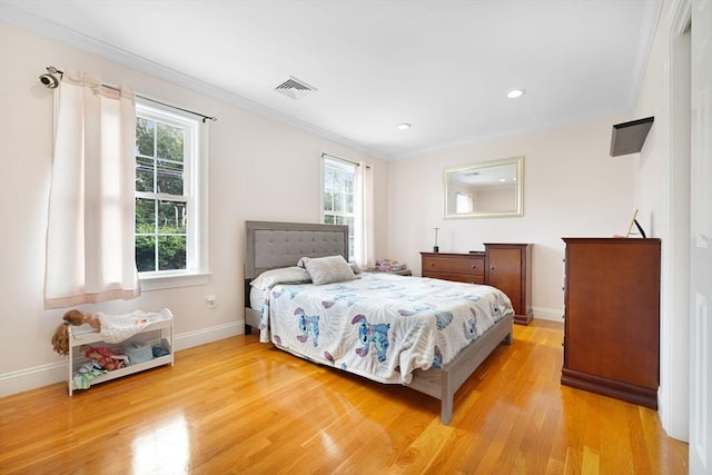 489 Main St, Acushnet, MA 02743 - bedroom featuring ornamental molding, light wood finished floors, and recessed lighting