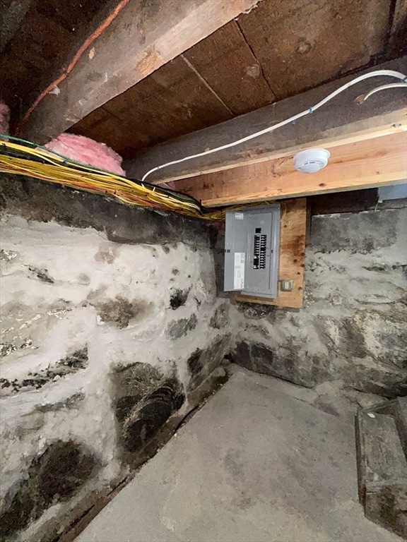 basement with electric panel