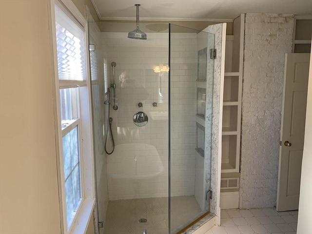 bathroom featuring a stall shower