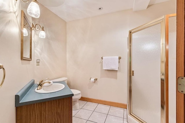 213 N Worcester St, Norton, MA 02766 - full bath with toilet, a shower stall, tile patterned floors, vanity, and baseboards
