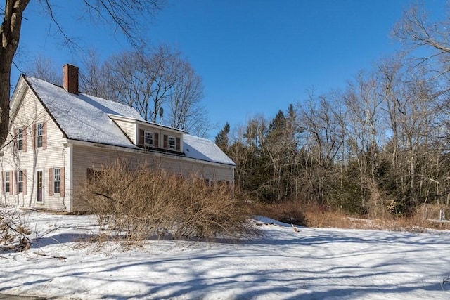 view of snow covered exterior