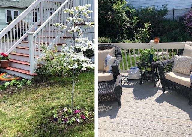 wooden deck with stairway