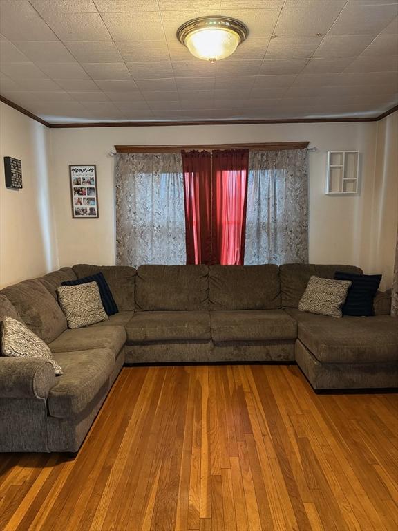 194 Fells Ave, Medford, MA 02155 - living area with wood-type flooring and crown molding