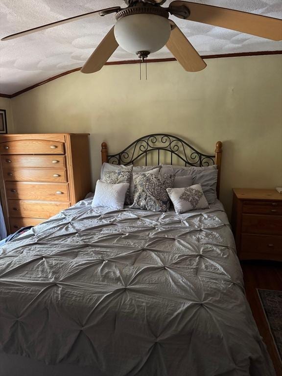 194 Fells Ave, Medford, MA 02155 - bedroom with lofted ceiling, crown molding, and ceiling fan