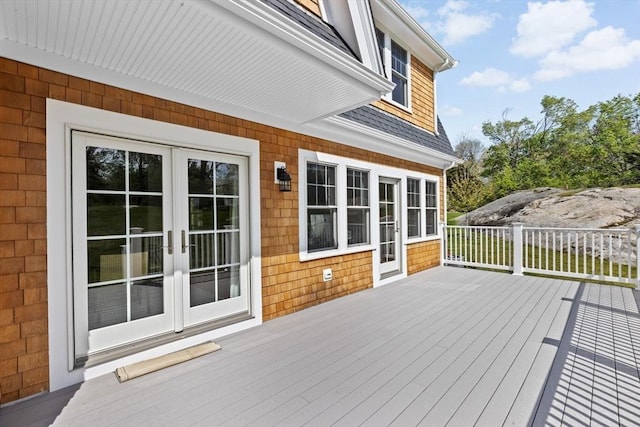 deck featuring french doors