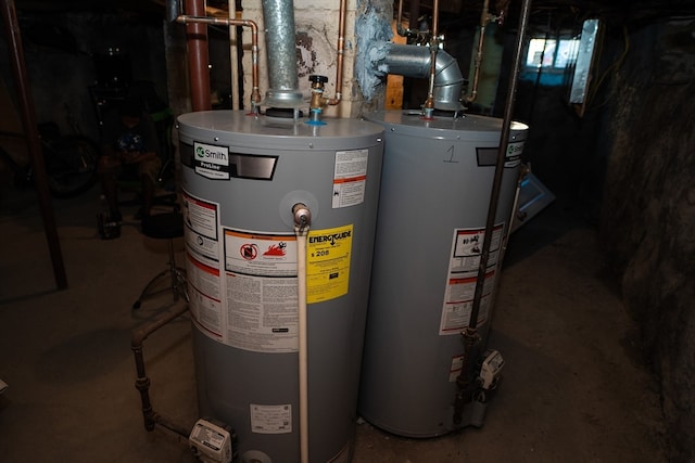 utility room with gas water heater